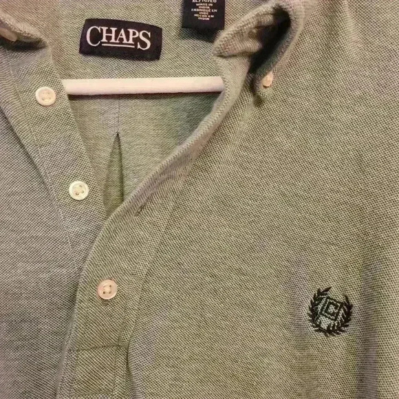 EUC Men's XL Chaps cotton mint green long sleeve polo shirt, $18 - Picture 2 of 4